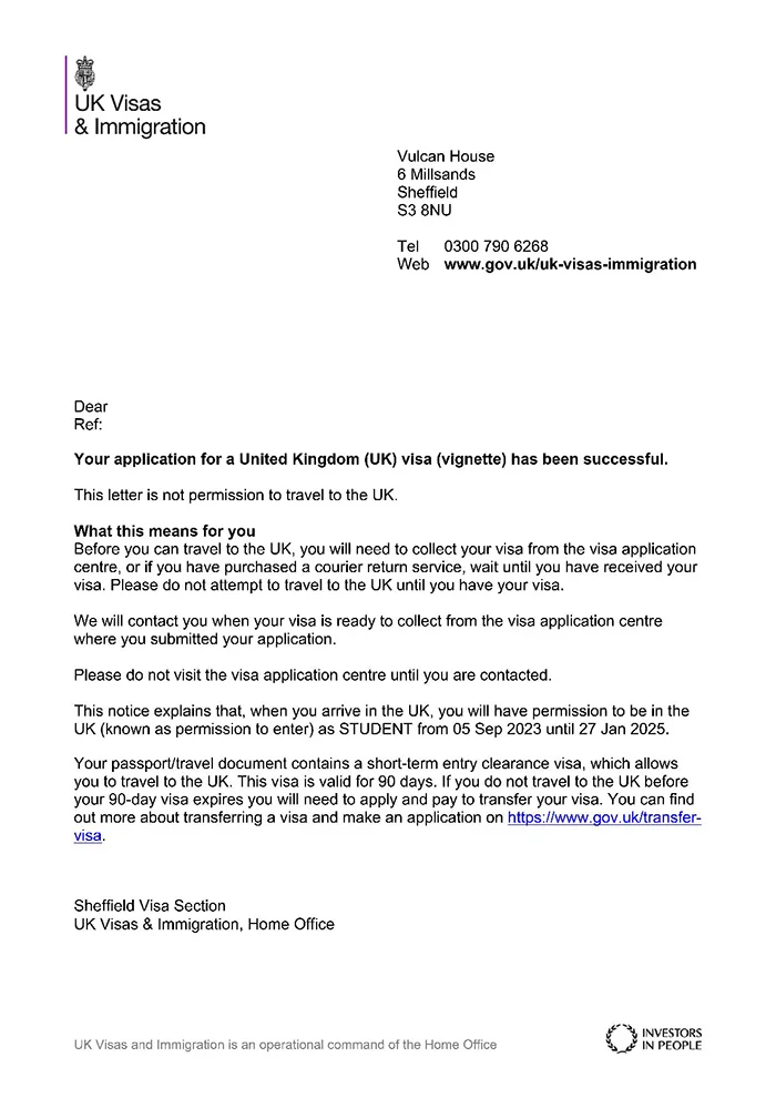 Admission Letter